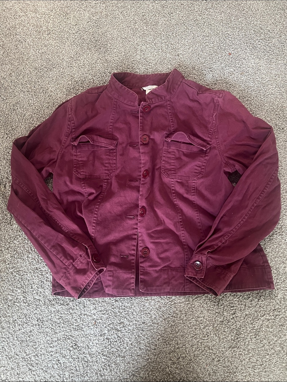 Christopher & Banks Burgundy Button-Front Shirt Jacket